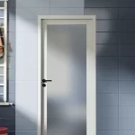 aluminium-swing-door-with-Frosted-Glass-White-Frame