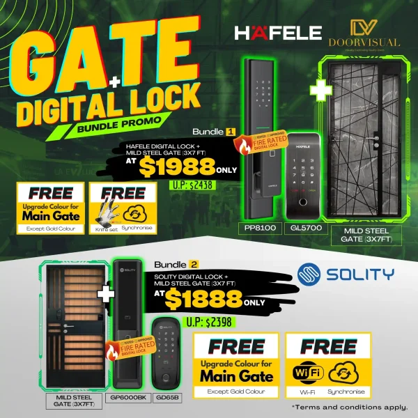 Mild Steel Gate + Firerated Digital Door & Gate lock Bundle DoorVisual